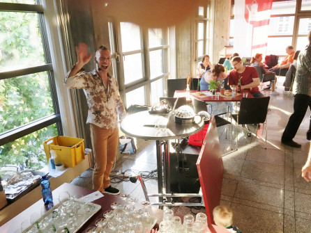 Gute Laune die man sehen kann! Sascha Wolf freut sich auf den Abend